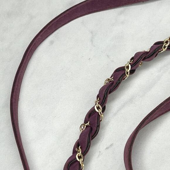 Purple Faux Suede Gold Tone Chain Woven Tie Belt One Size OS - Picture 2 of 12